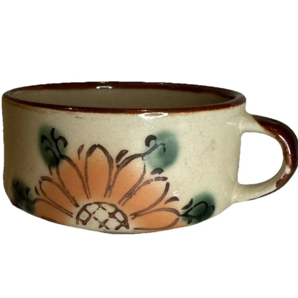 Vtg Norleans Korea 1970's Retro Folk Tundra Sunflower Stoneware Soup Chili Bowl